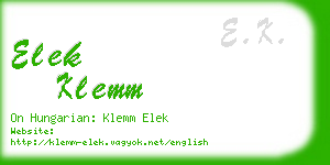 elek klemm business card